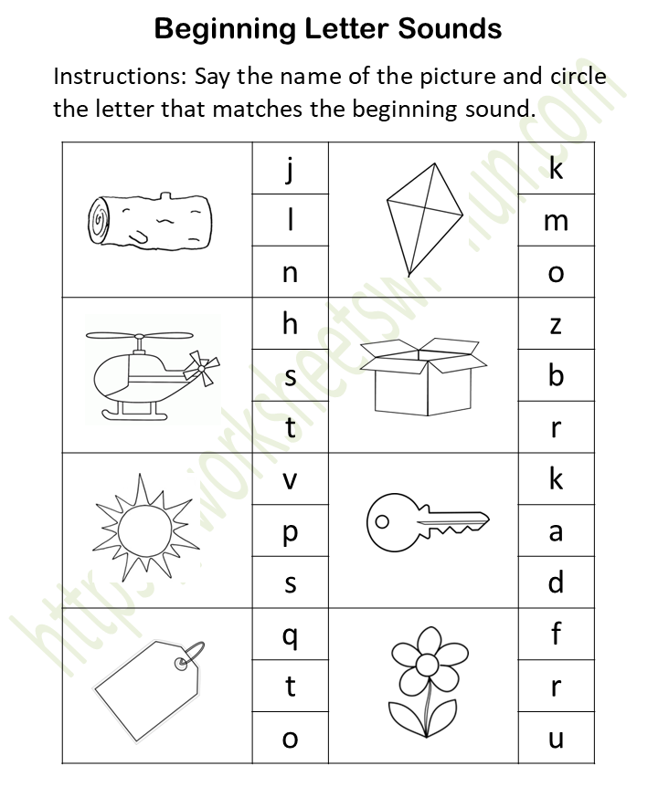 Course: English - Preschool, Topic: Initial Sound Worksheets (Circle)